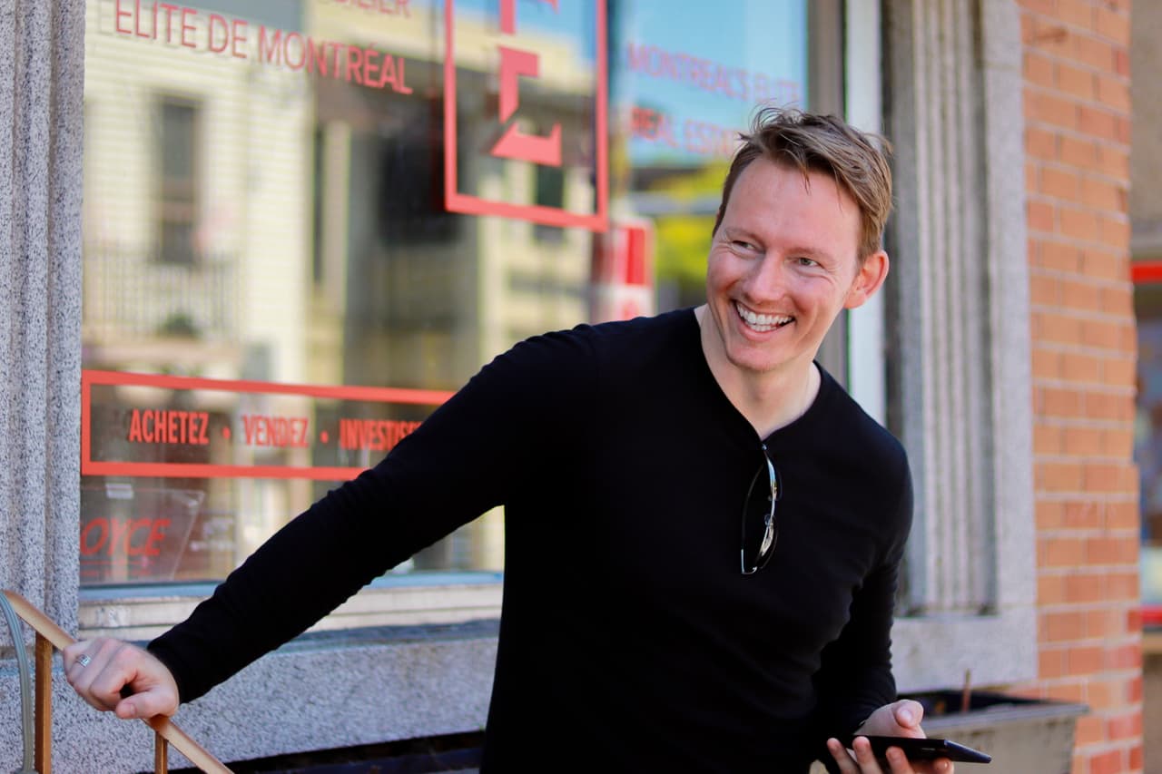 Jonathan Ehrlick outside the Montreal's Elite Real Estate Group office